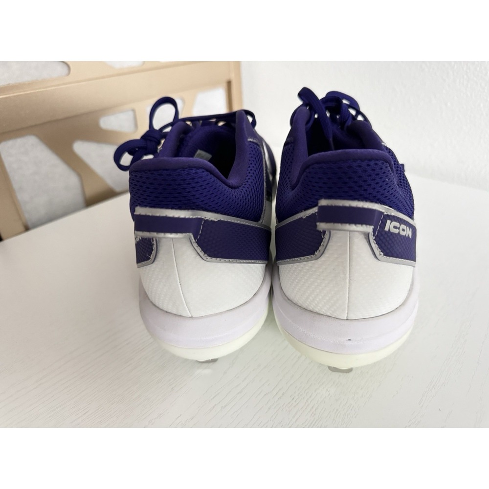 Adidas Men's Icon 7 Metal Baseball Lace Up Cleats Purple White Size 15 - Picture 4 of 7